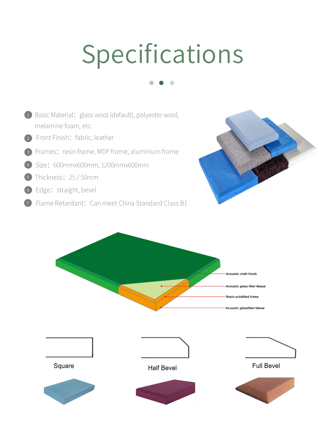 Soundproof Decoration Material High Density Fabric Covered Acoustic Board