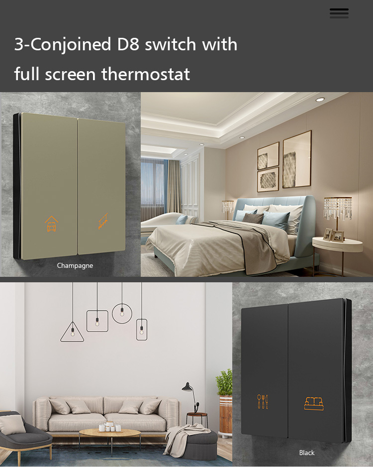 Wireless Smart Zigbee 3.0 Wall Switch Tuya Protocol Glass Cover Scene Switch