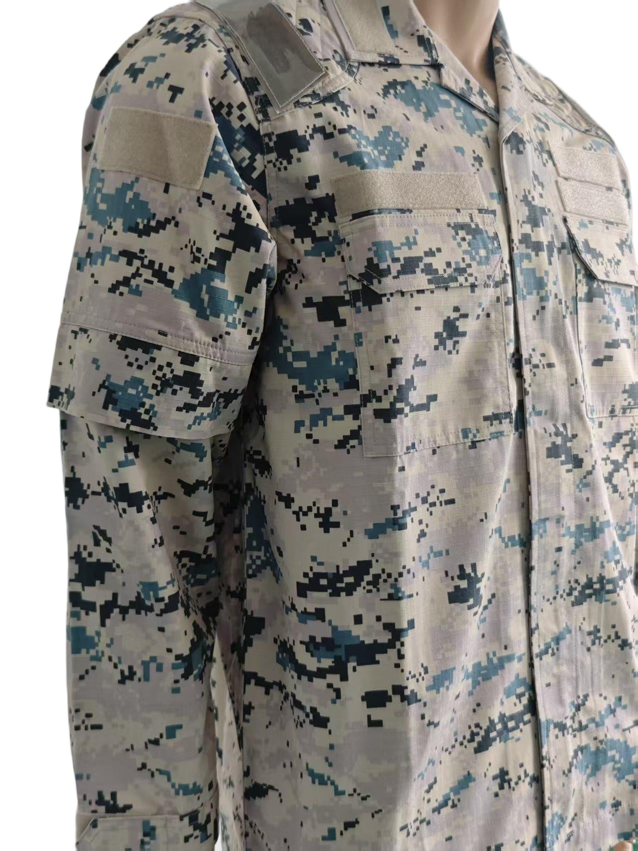 Tactical ACU Camouflage Field Training Uniform Set Twill and Rip Stop Fabric Cotton Polyester Material