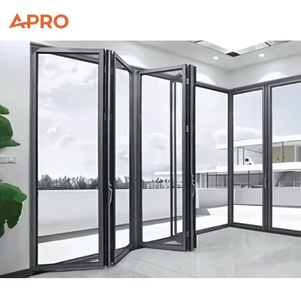 Waterproof Energy Track Multifunctional Aluminum Glass Folding Door / Bifold