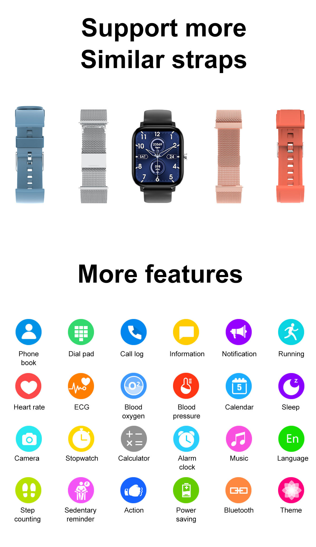 1.75 Inch Fitness Tracker W26M Bte Call Ip68 Sports Smart Watch