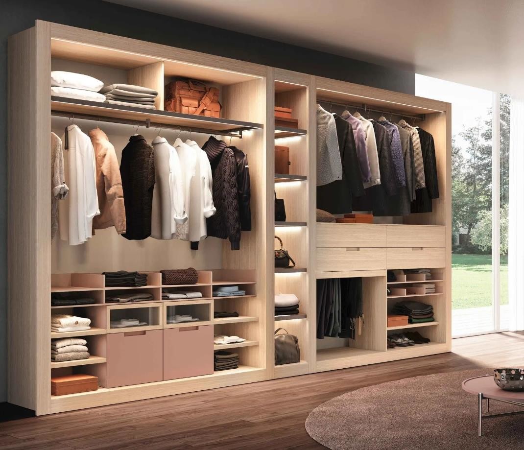 Bedroom Wooden U Shaped Walk In Closet Storage Units For Clothing Storage