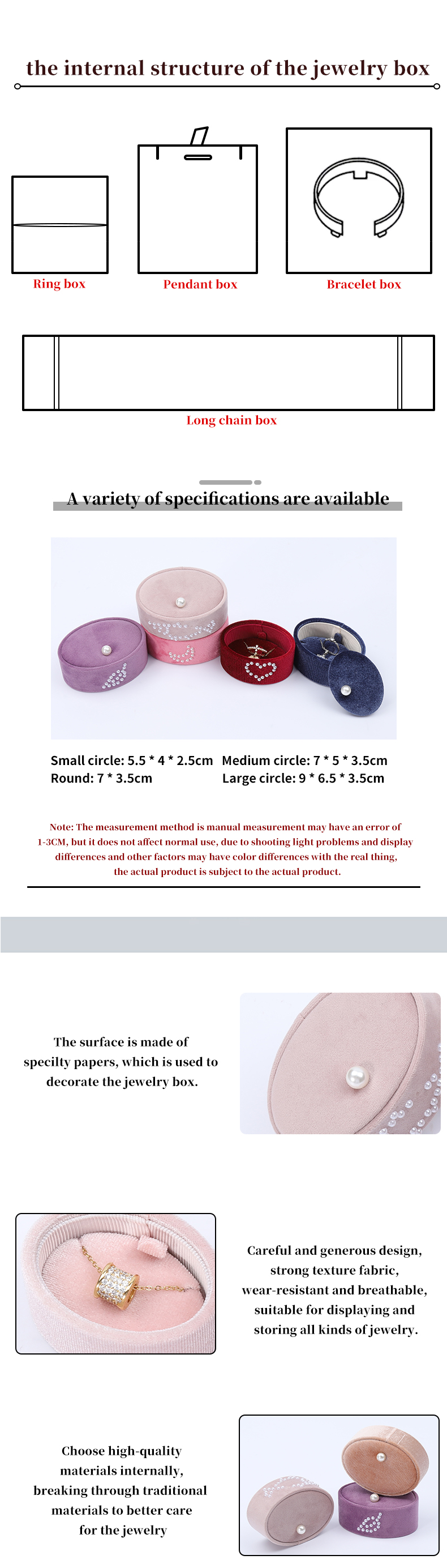 Mini Oval custom velvet ring box , Ring Storage Box With Pearl Ornament