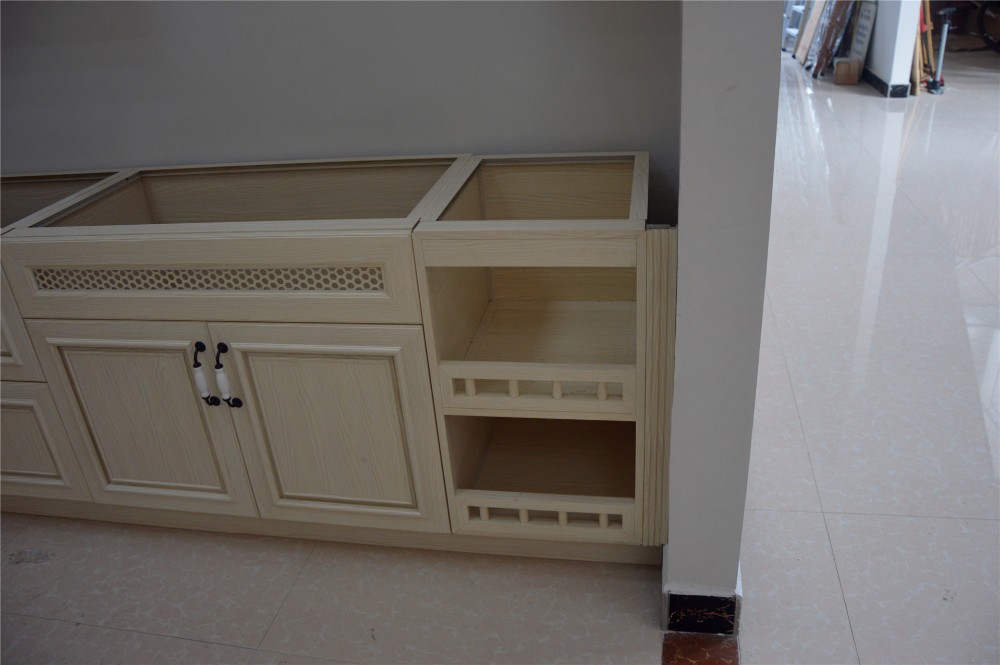 Modern Aluminum Extrusion Profiles Kitchen Cabinets With Marble Table