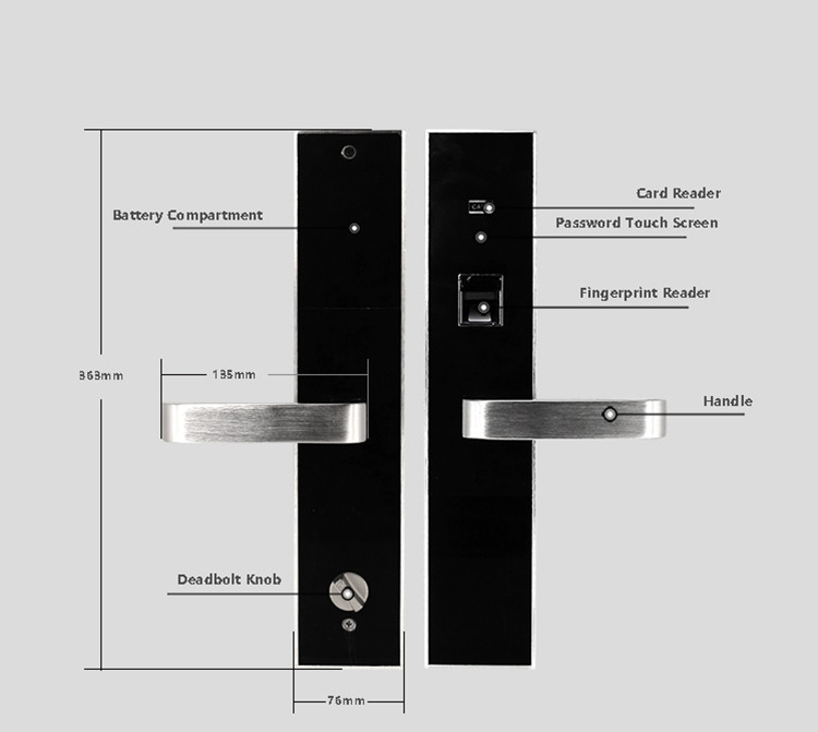 APP Dynamic Password Fingerprint Bedroom Door Lock Durable Code And Key Card