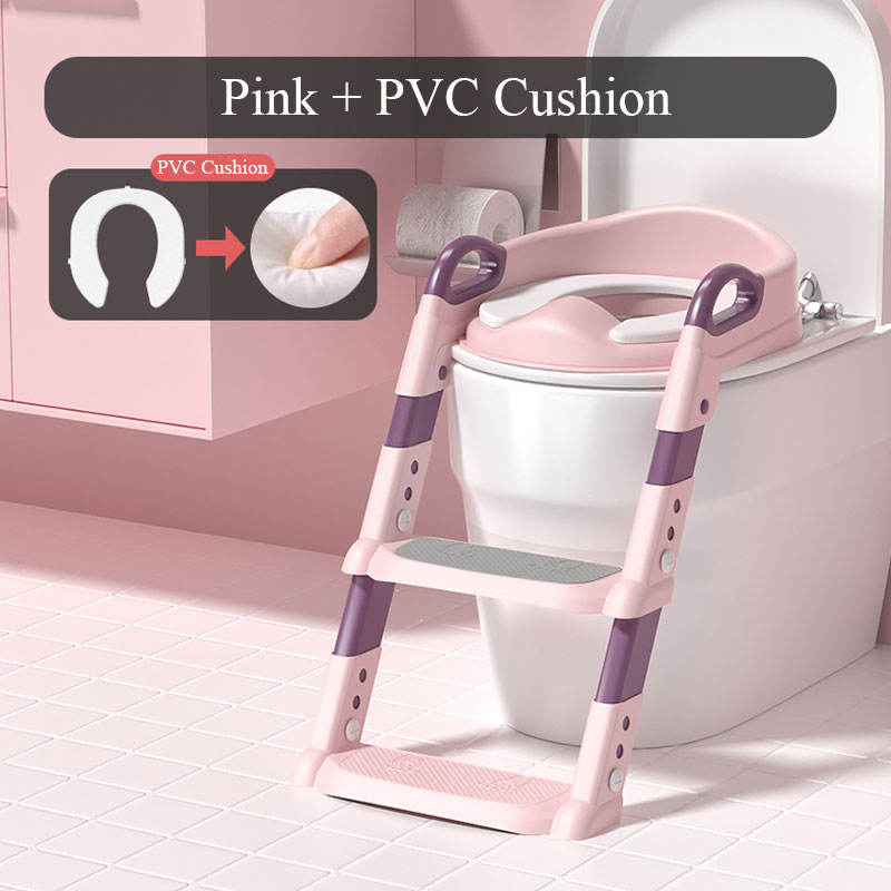 Solid Pattern Type Children Potty Ladder Toilet Seat With Soft Cushion