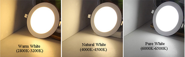 Recessed LED Round Flat Panel Light , Aluminum Frame Dimmable LED Flat Panel