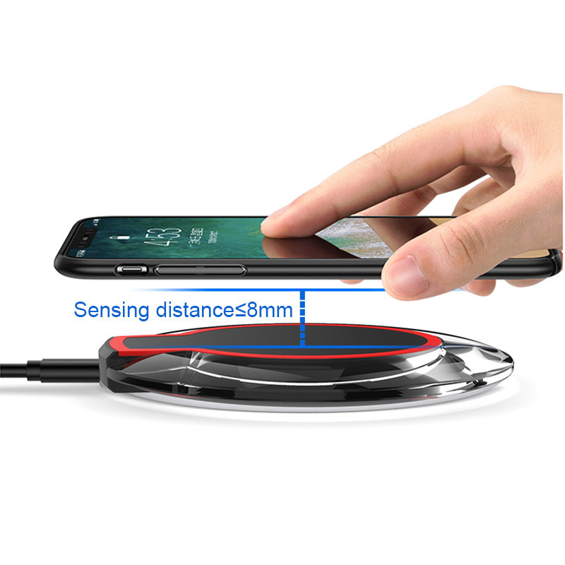 5W Qi Standard PMMA Crystal Wireless Charger Gift With LED Light