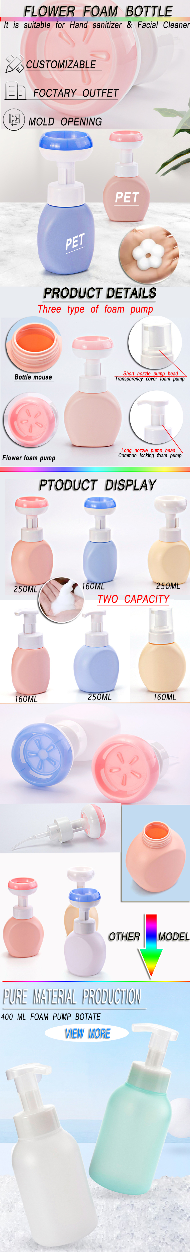 160ml Hand Wash Bottle Refillable Foaming Soap Dispenser Empty Custom Plastic Beauty Packaging