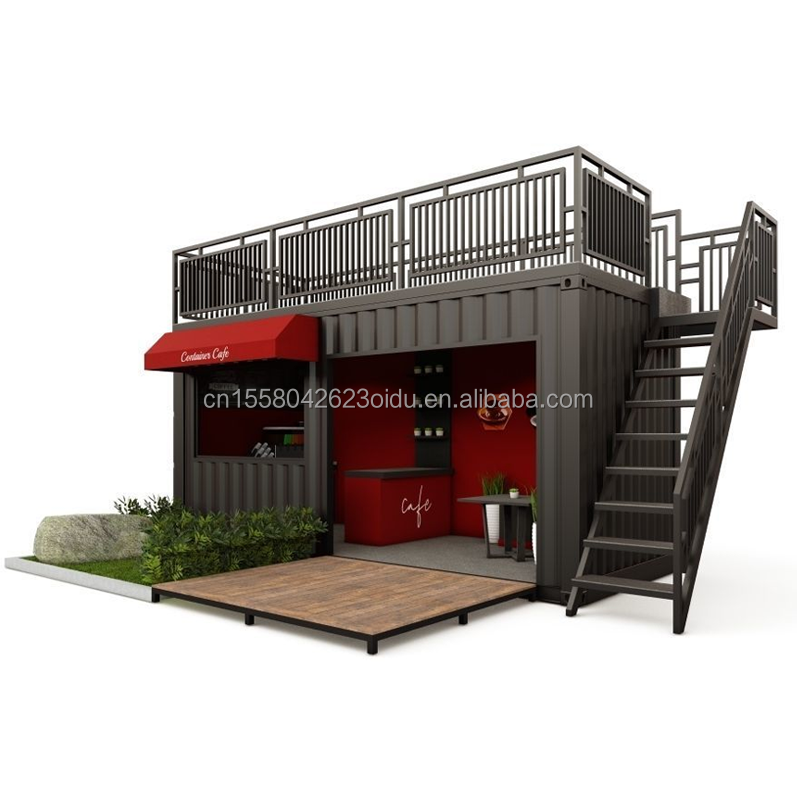 Luxury Shipping Container Bar 20FT Container Coffee Shop and Restaurant with Galvanized Steel Bending 180g