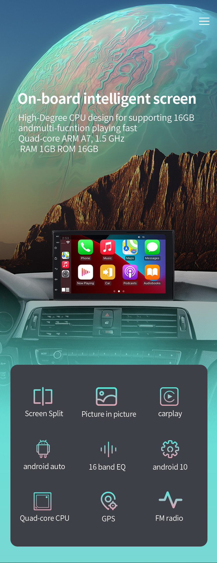 Touch Screen Wifi IPS GPS Camera Car DVD Radio Android 12 Universal Car Player