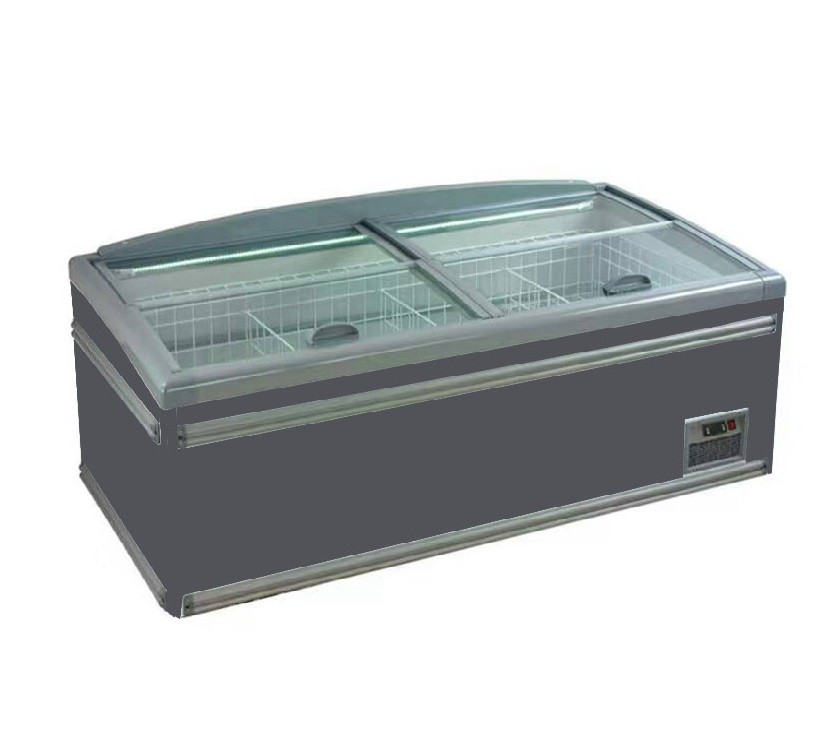Supermarket No Frost Island Freezers Large Glass Door Chest Display Freezer