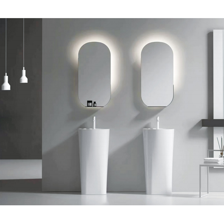 Decorative Pedestal Sink for Bathroom 680x370x830mm Dual-Flush Ceramic Basin Pedestal