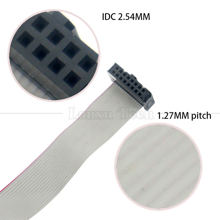 6 8 10 12 14 16 18 20 24 26 30 32 34 40 50 60 64 PIN 1.27mm Pitch IDC 2.54mm 2.0mm Connector Grey Flat Ribbon Wire Cable
