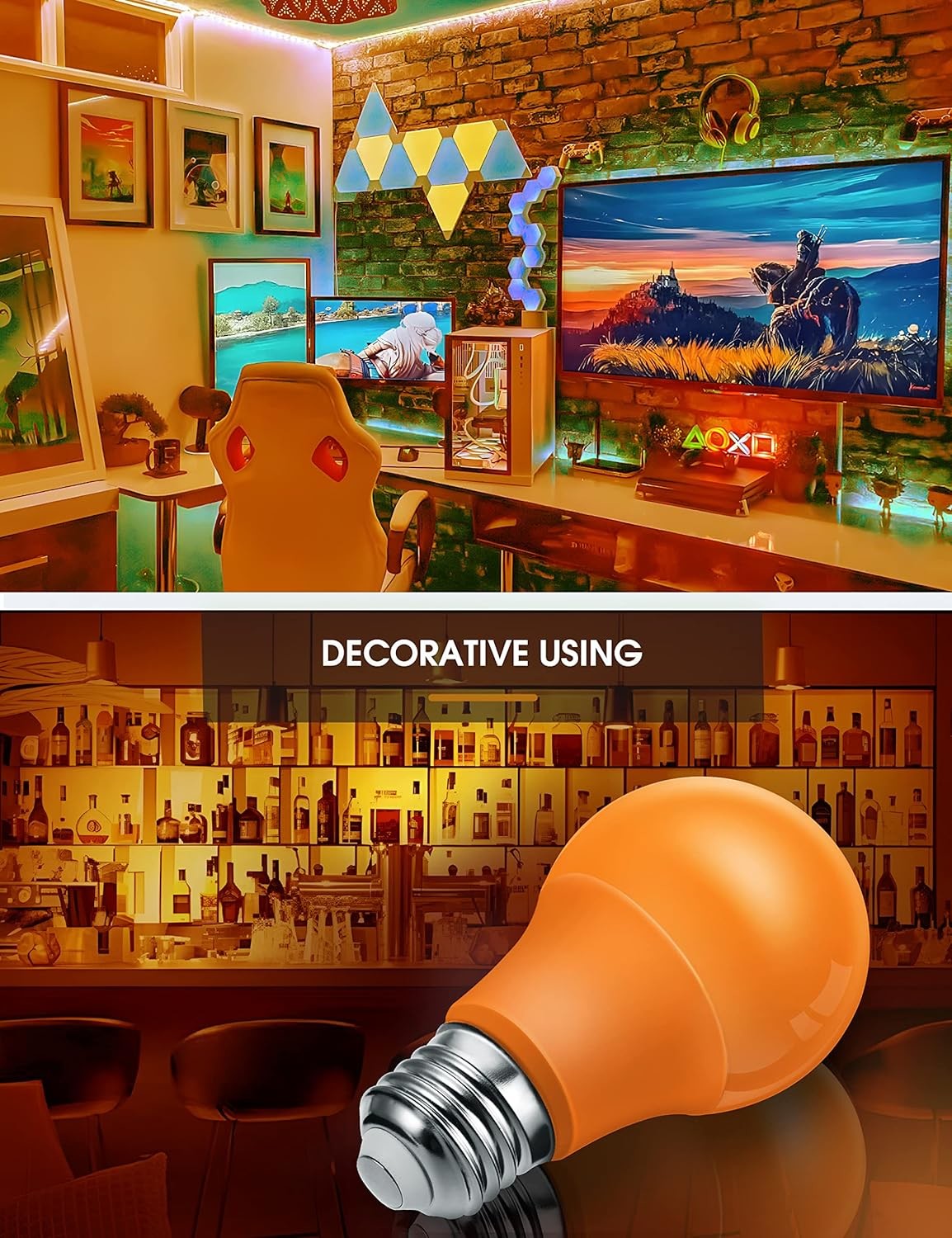 360 Degree Beam Angle E26 Base Amber Light Bulb For Enclosed Fixtures