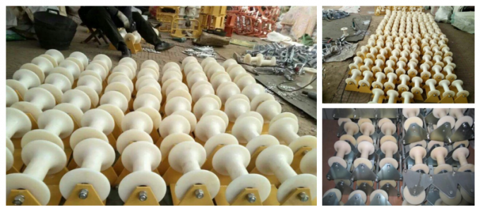 Galvanized Triple Cable Pulling Rollers , Aluminum Cable Corner Roller 0