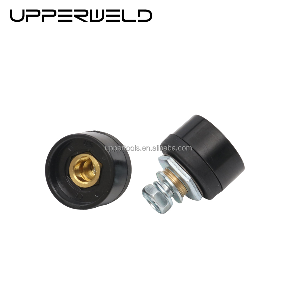 Welding cable connector 10-25 female european type in black for welding performance