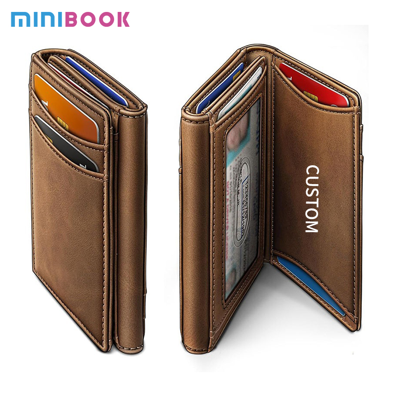 Men's Business Card Holder in Genuine Leather with Anti-Theft RFID and Multi-Card Slots