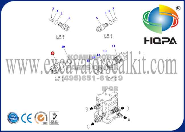 D85 D155 Suction and Relief Valve 723-60-23100 7236023100  Komatsu