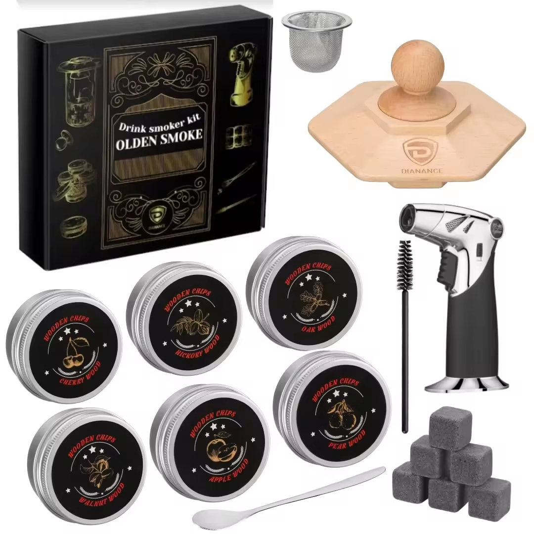 Luxury wooden Cocktail smoker kit with Cocktail Smoker and wooden chips(Without Butane)