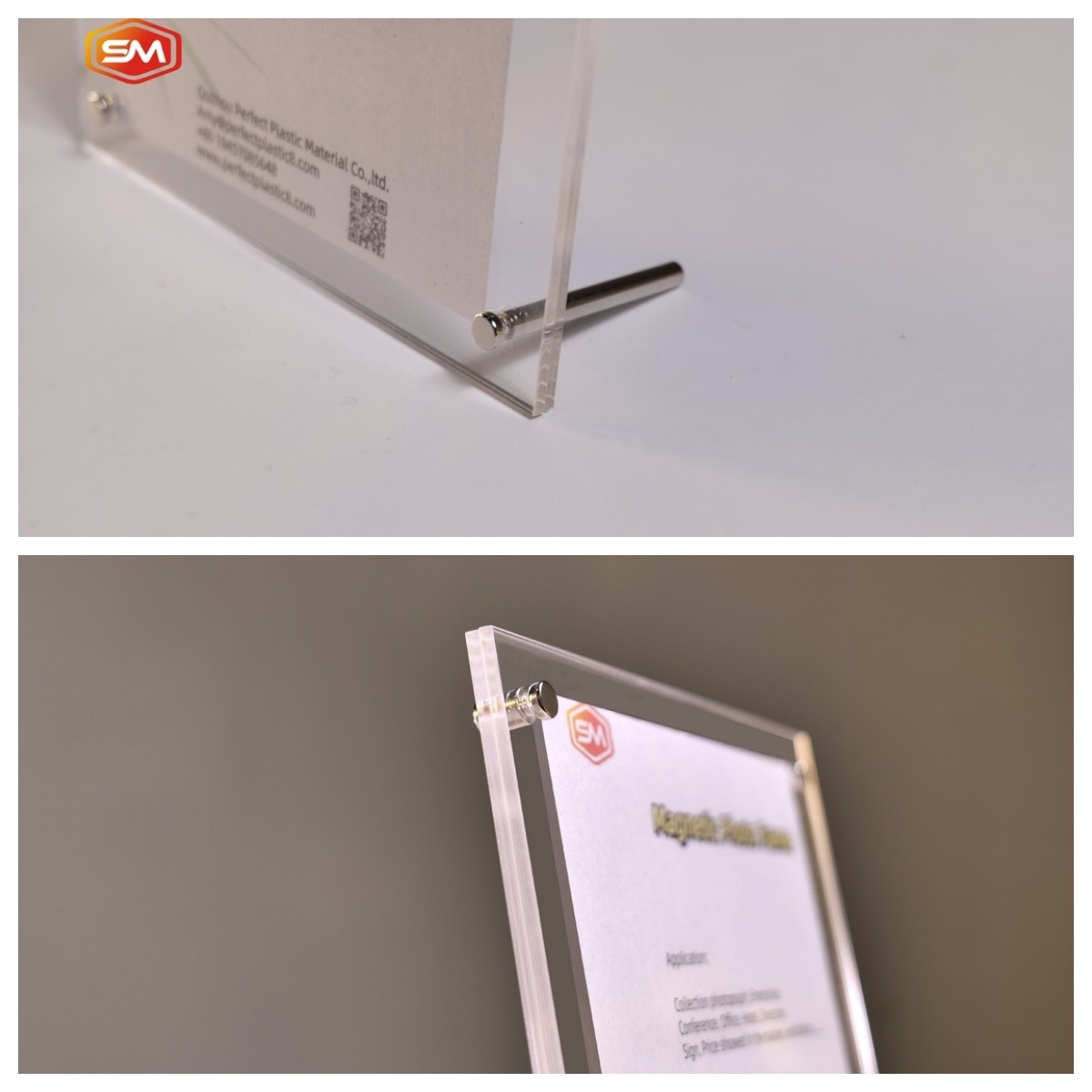 A6 Custom Clear Acrylic Display Photo Frame With Steel Screw Stand