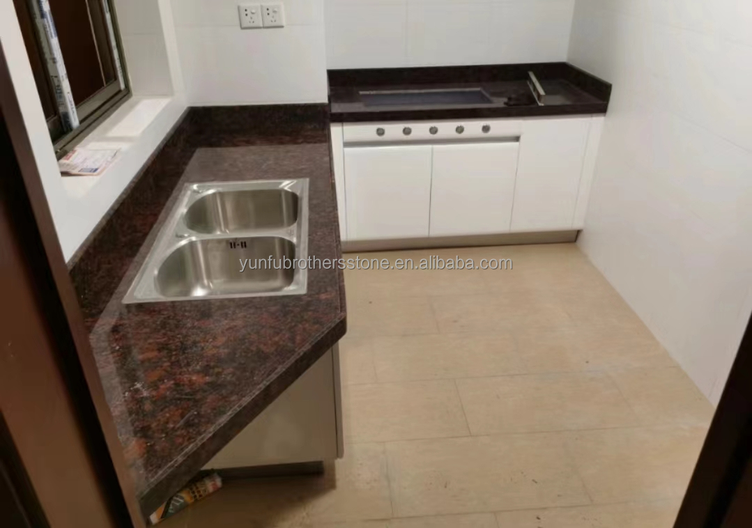 Park Modern British Brown Granite Stone Polished Surface for Kitchen Countertop Design