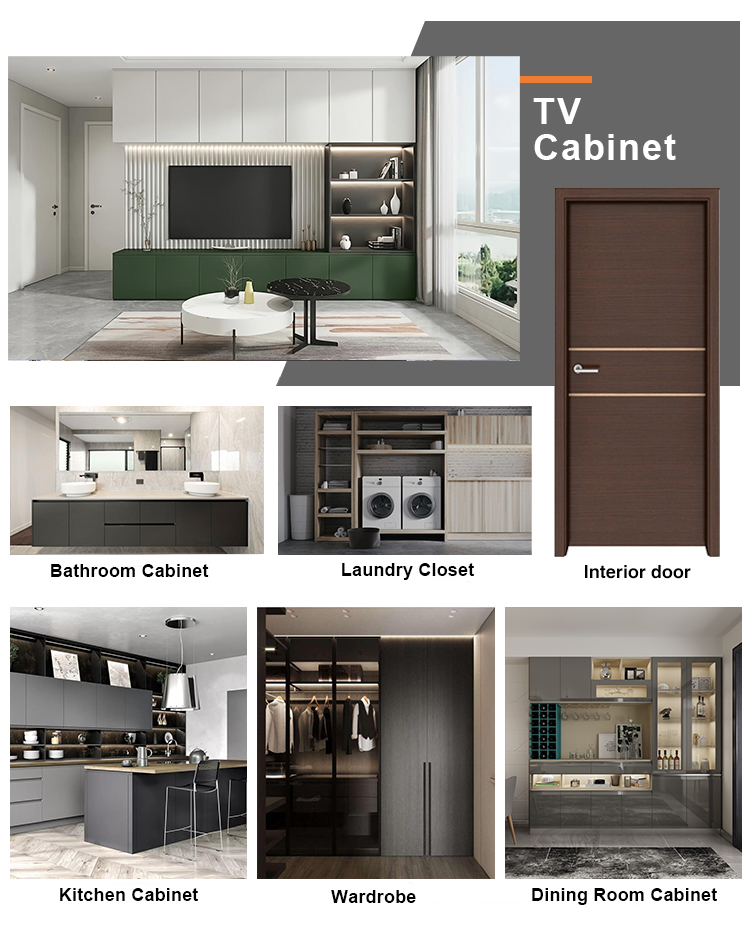 2022 Home Interior Wall Decorating Ideas Modern Living Room Wood PANEL TV Cabinet Design