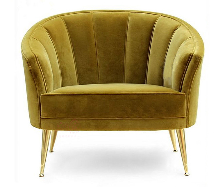 Dubai hot sale gold luxury velvet fabric stainless steel leg accent chair for wedding event rental