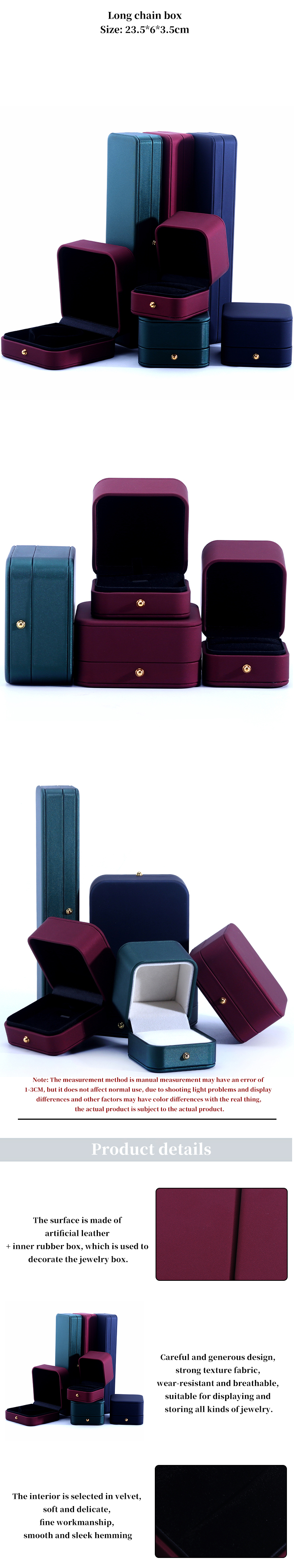 Custom Logo Jewelry Package Hanhong PU Leather Box for Necklace Bracelet Earrings Ring