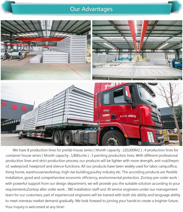 Zontop Material Fast Build Easy Moving 20ft Storagel Container Living Prefab House
