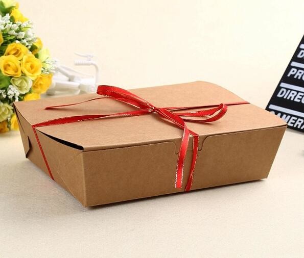 Cheap Cardboard foldable kraft paper lunch box with window,Lunch noodle fast food kraft paper box by customized logo pri