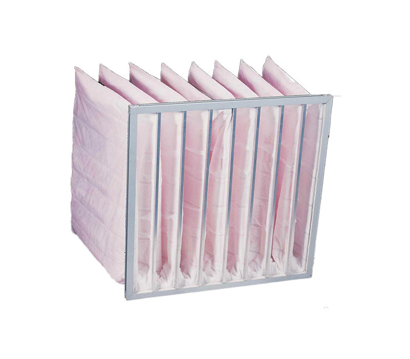 High Dust Collected Efficiency 6 Bag Air Filter , F8 F7 Washable Synthetic Yellow Cotton Air Pocket Filter For Industry