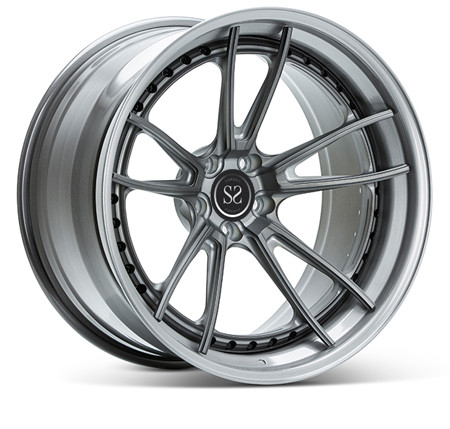 Matte Black 19inch Polish 2 Piece Forged Rims Customized For Porsche