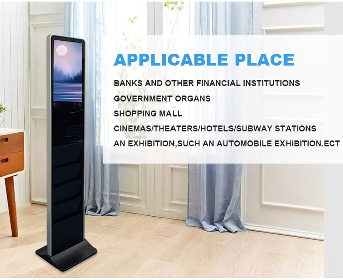 Fashion 21.5 Android Wifi LCD Screen With Magazine Holder , Customized Totem Digital Signage