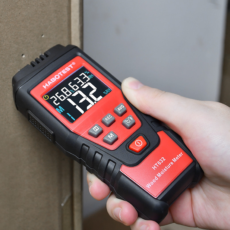 Black And Red Digital Wood Moisture Meter , Pin Moisture Meter For Wood