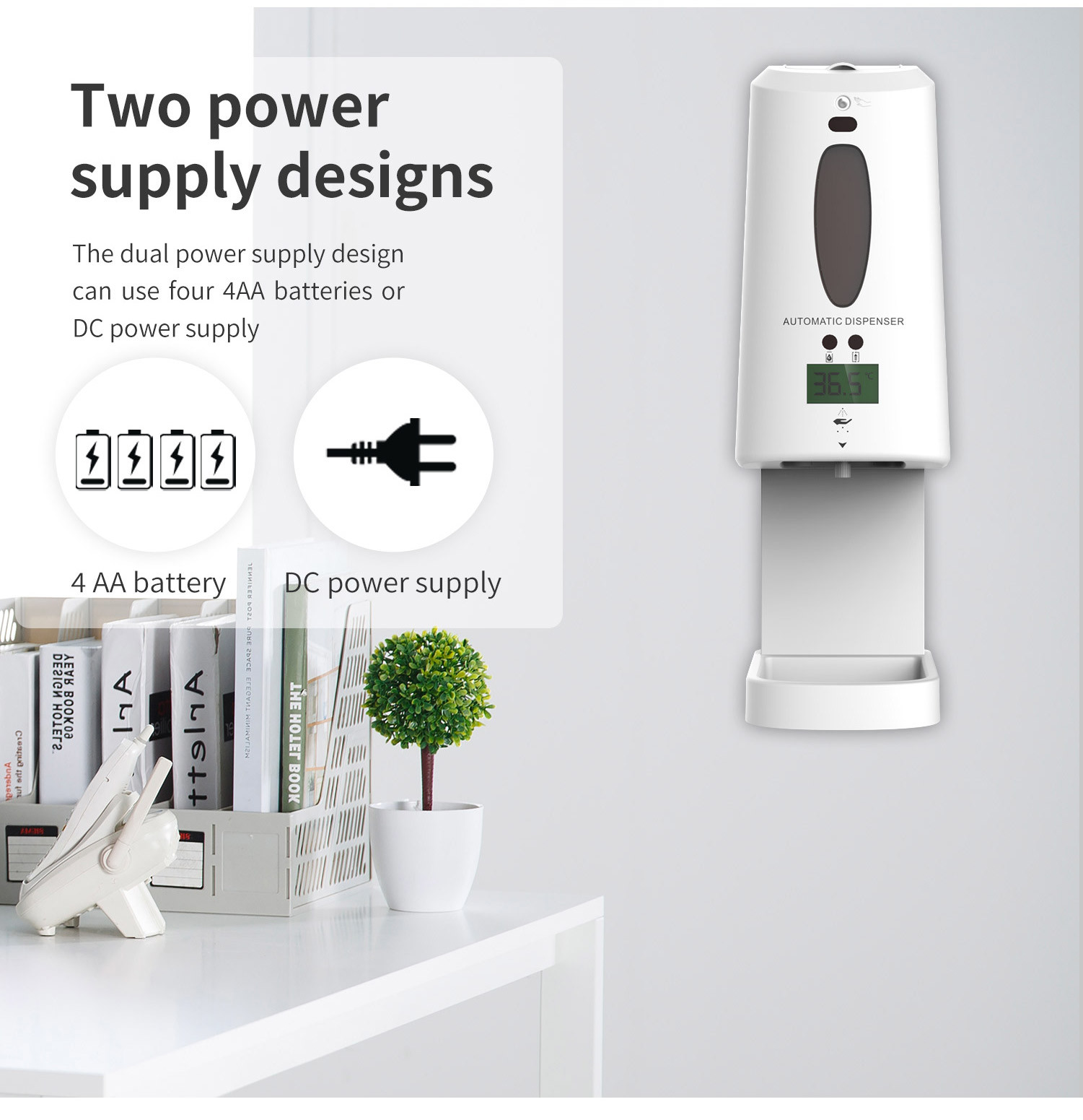 1300mL Desktop Touchless Hand Sanitizer Dispenser 4 AA batteries