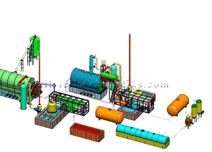 30TPD 2.6*8m 16KW Waste Materials To Fuel Oil Distillation Plant
