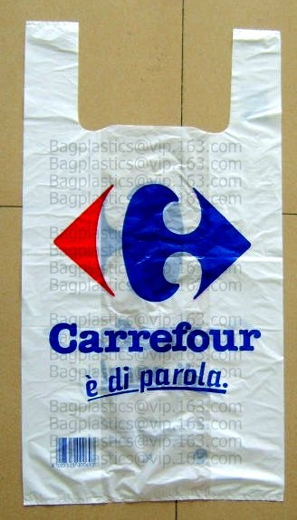 Large Plastic Grocery T-Shirt Bags - Plain White,Thank You Grocery Shopping Bags Biodegradable Reusable Recyclable Pack