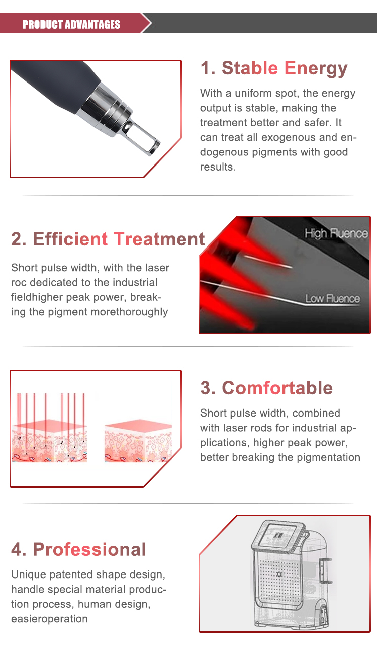 Portable Pico Second Laser Tatoo Remover Q Switched Nd Yag Picosecond Tattoo Removal Machine