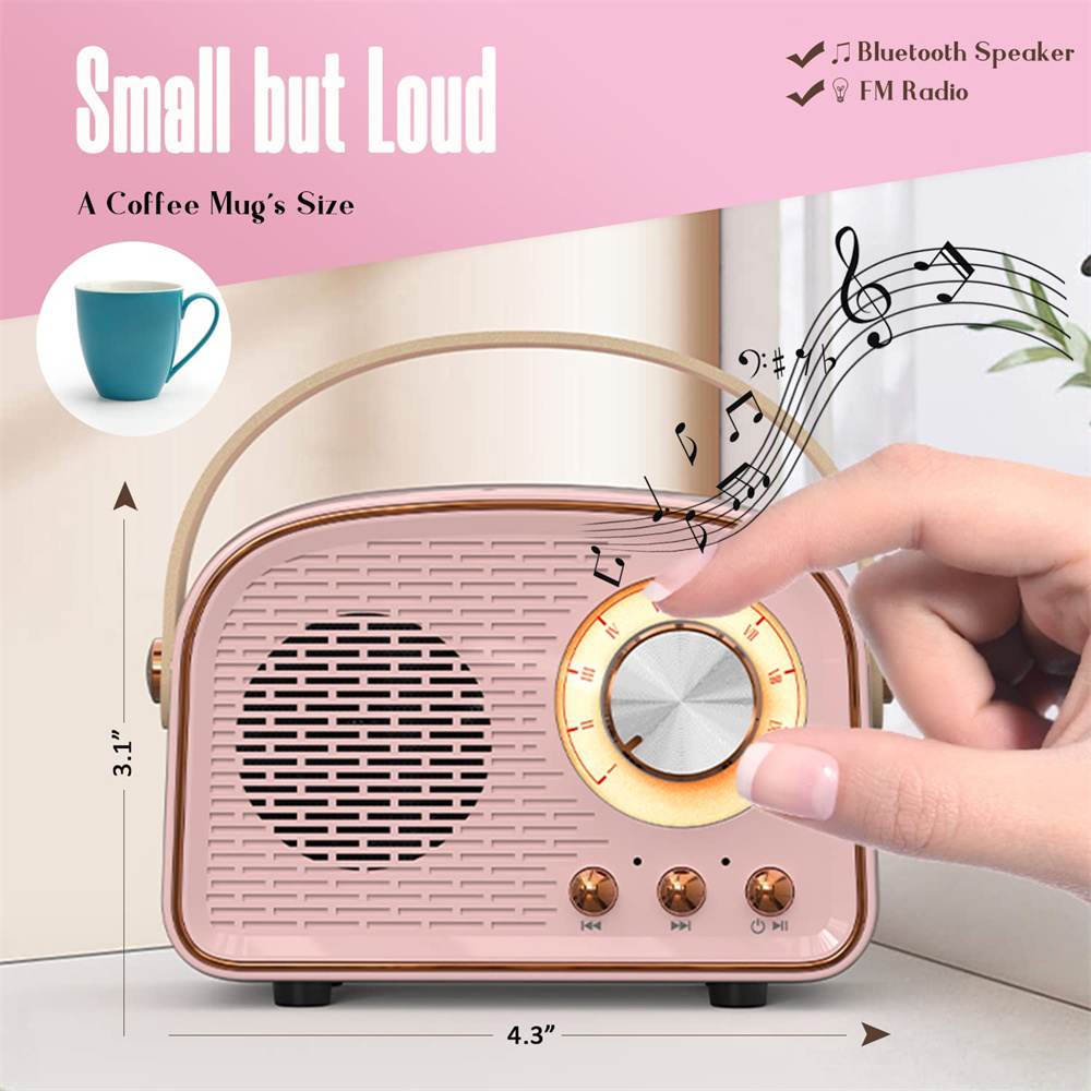 Wireless Retro Bluetooth Speaker with TWS Music Player and FM Radio Display Screen NO