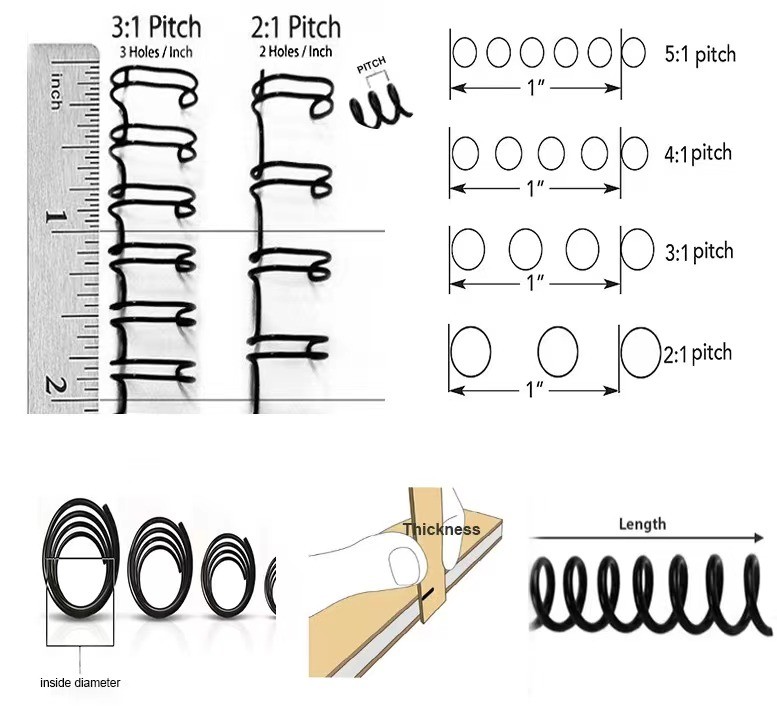 Nylon Coated Steel 1/4" - 1-3/4" Twin Loop Wire O Binding For Notebook