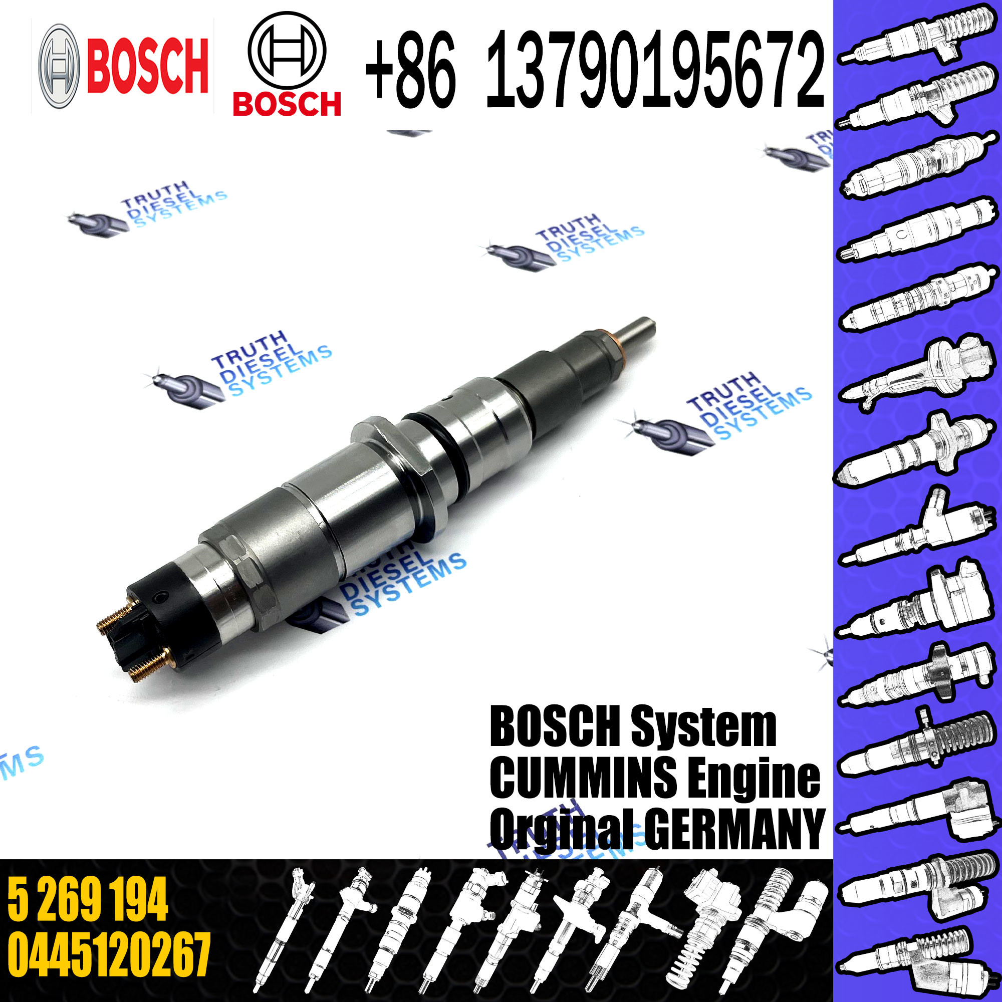 High quality Common Rail Injector diesel fuel injector 4988835 5253221 5269194 0445120161 0445120204 0445120267