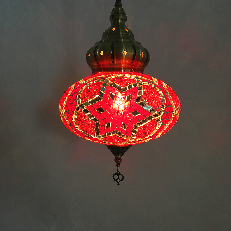 Turkish Lamp Colorful Glass Pendent Light E14 Warm White Bedroom Bar Corridor Balcony Light(WH-DC-17)