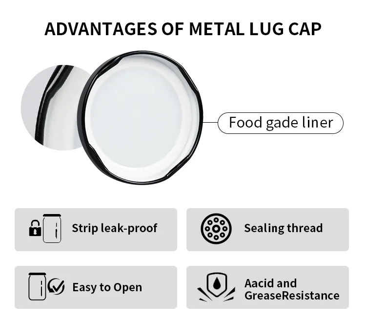 Gold 53mm 43mm Lug Cap Closure Lid For Tinplate Jar