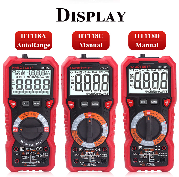 Digital Voltmeter Ammeter Ohmmeter Multimeter Digital Volt AC DC Tester Meter with Capacitance Frequency Temperature Tes