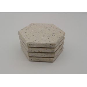 Hexagonal Terrazzo Coasters Set Diameter 11cm Backside With Rubber Pads