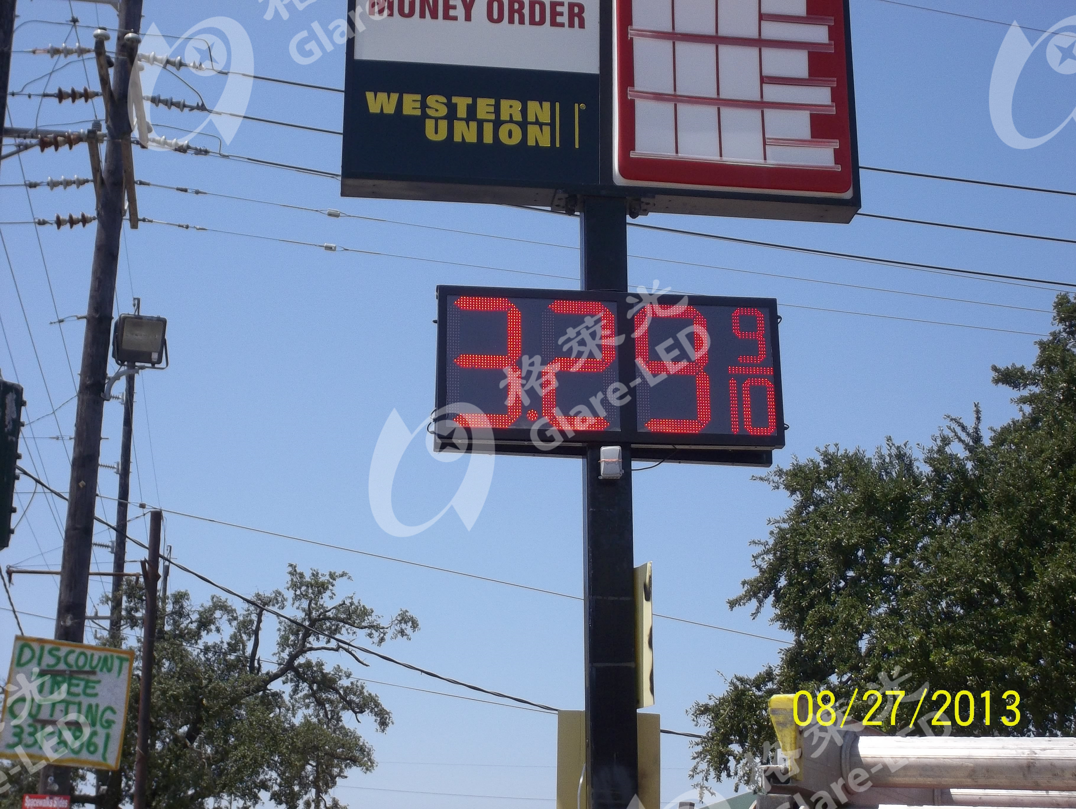 8.888 Number Format 16 inch Waterproof Green LED Gas Sign for Gas Station Advertising
