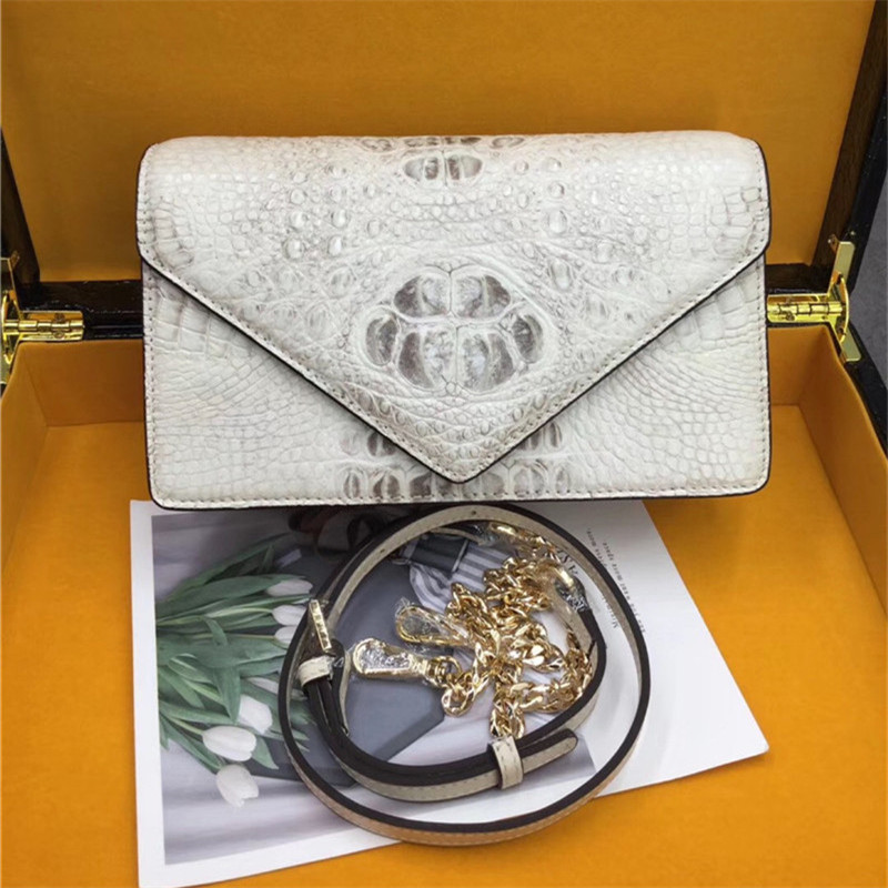 Exotic Alligator Skin Women Small Clutch Bag Genuine Crocodile Leather Female Envelop Purse Lady Cross Shoulder Bag