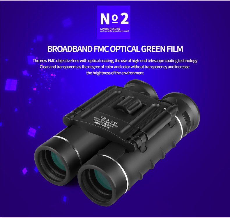 12X26 Day Night Vision Binoculars Opera Glasses Compact Folding Travel Mini Size
