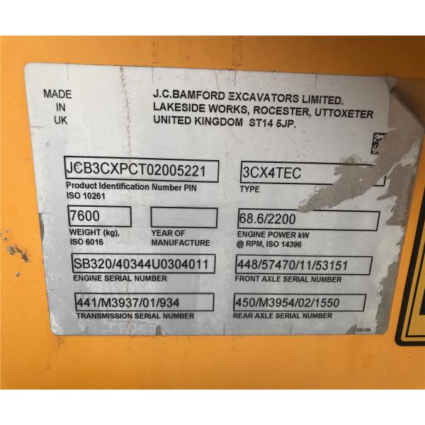 Yangdong Engine Used Loader 3CX4TEC 5TON Rated Load for Qualit